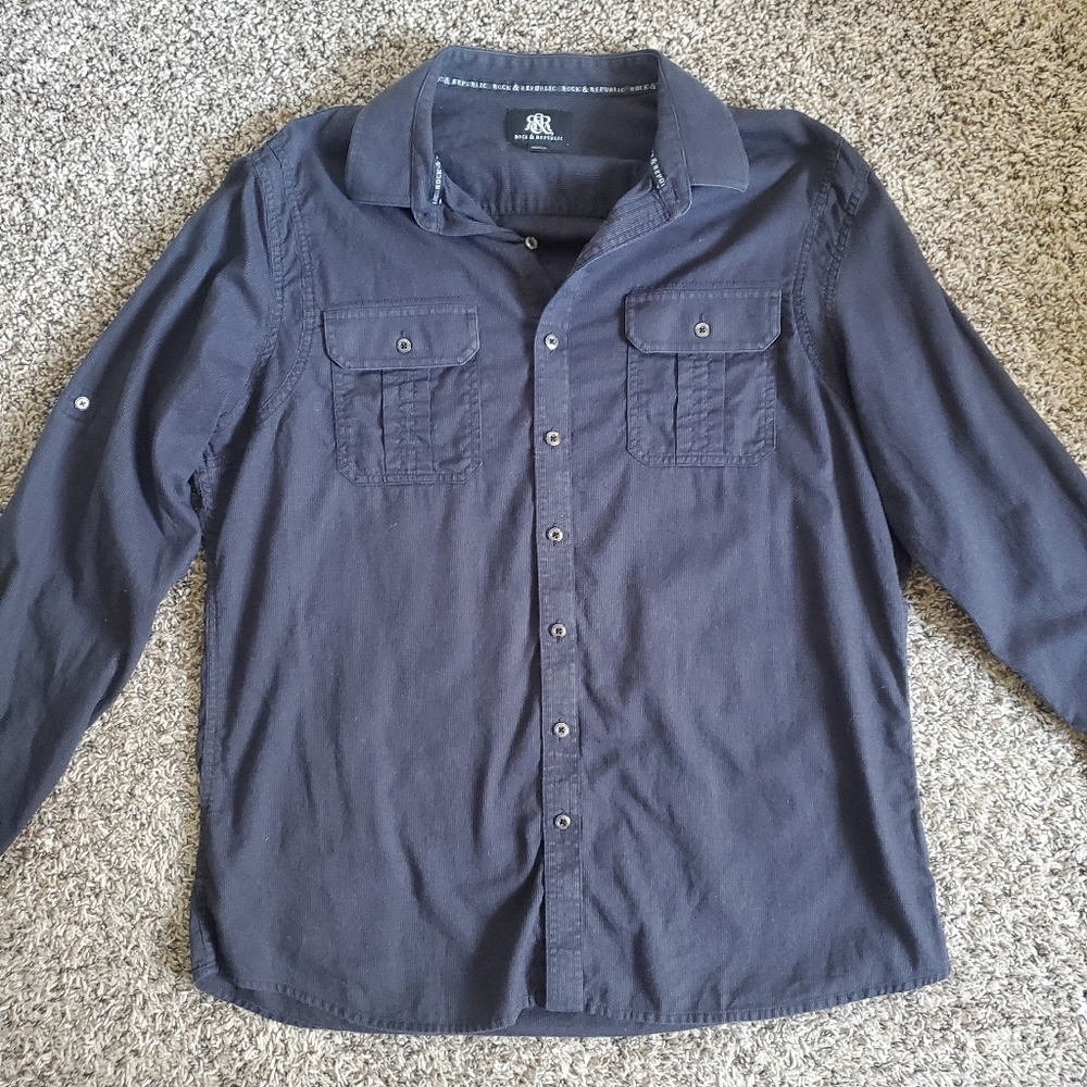 Rock & Republic Fine Corduroy Button Down Shirt size XL/Large See description
